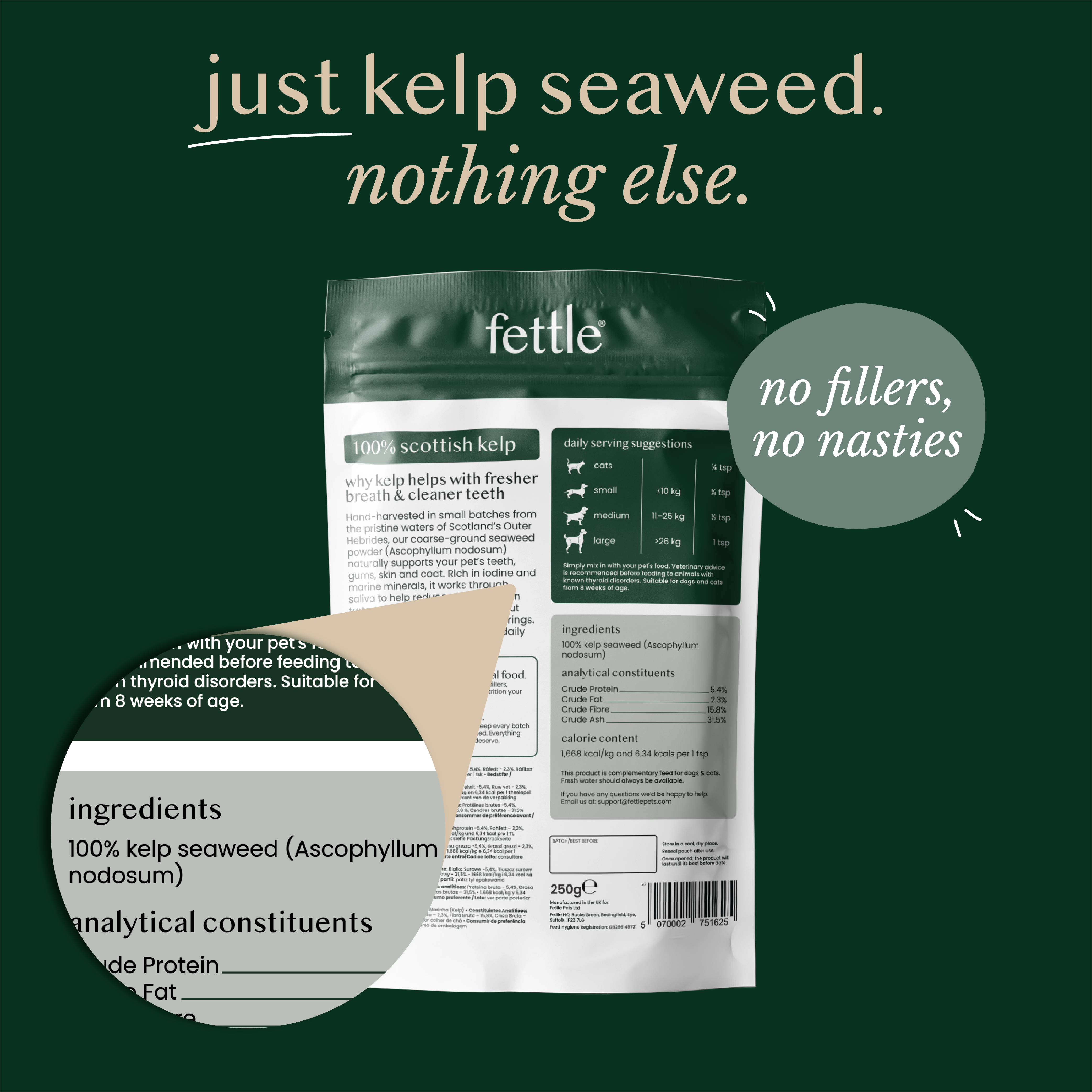 natural kelp seaweed powder for dogs & cats - Fettle
