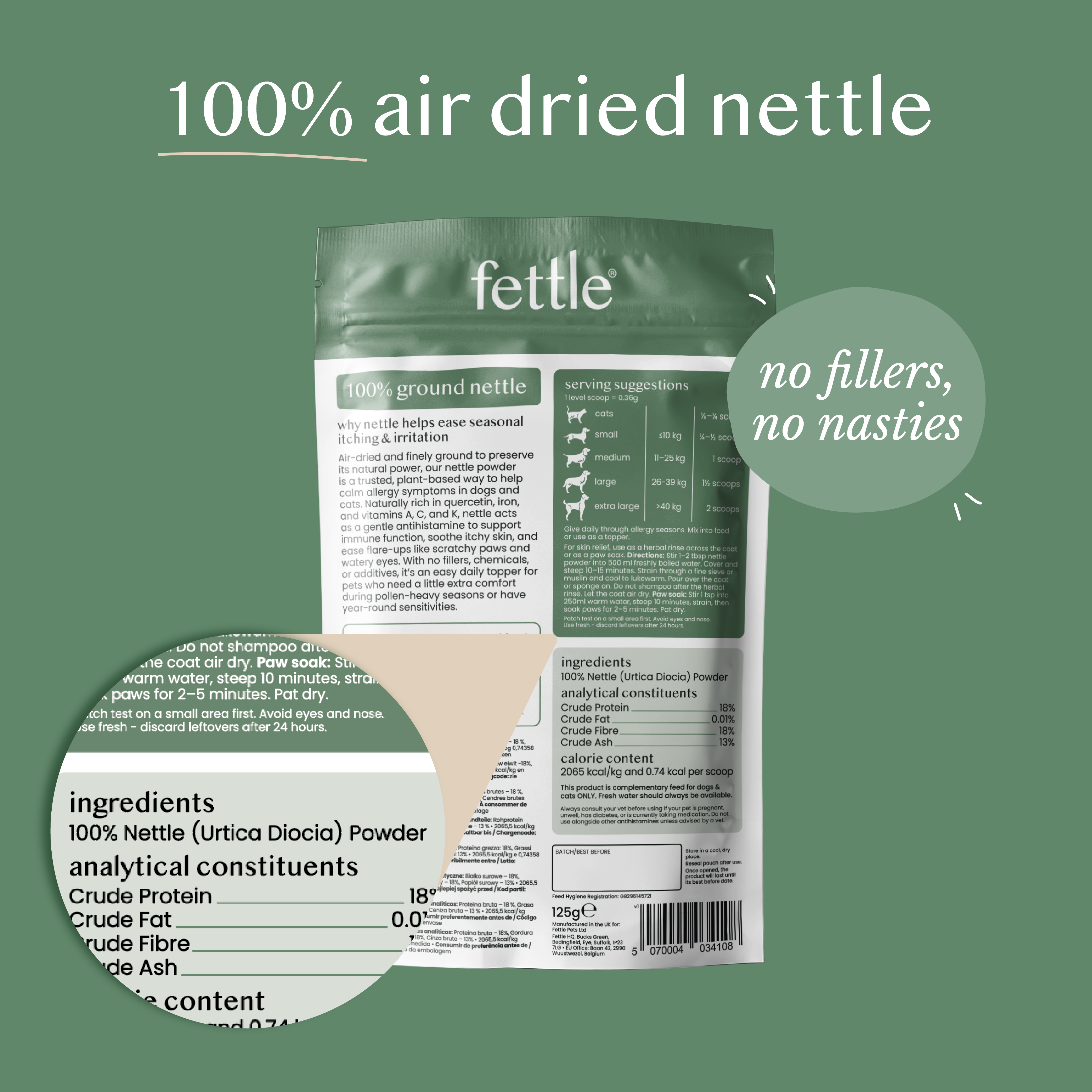 pure & natural nettle powder - Fettle